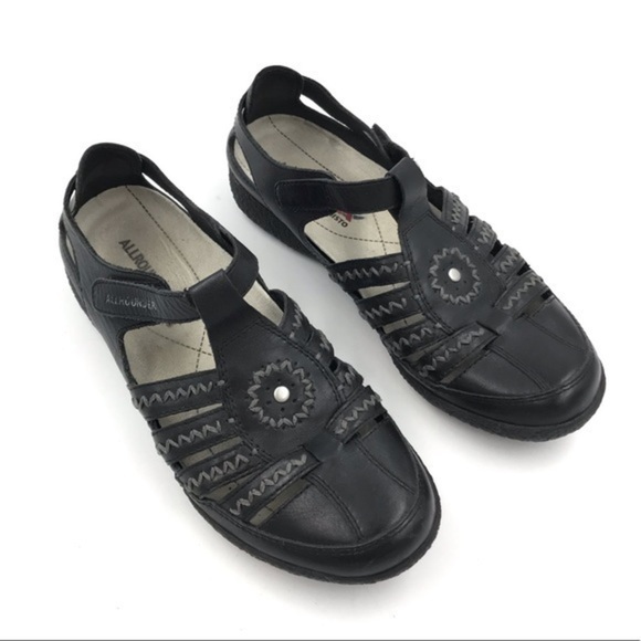 Allrounders by Mephisto Galina Black Leather Fisherman Sandals Size 7.5 - Picture 2 of 9